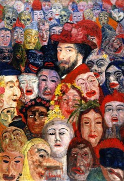100 Great Art Painting - James Ensor Self portrait with Masks